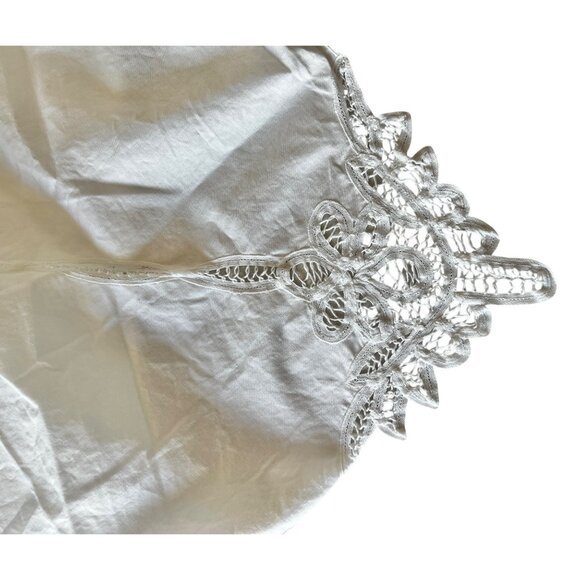 Battenburg Lace Tablecloth Scalloped Edges 83"x64" White Cotton - Picture 5 of 10